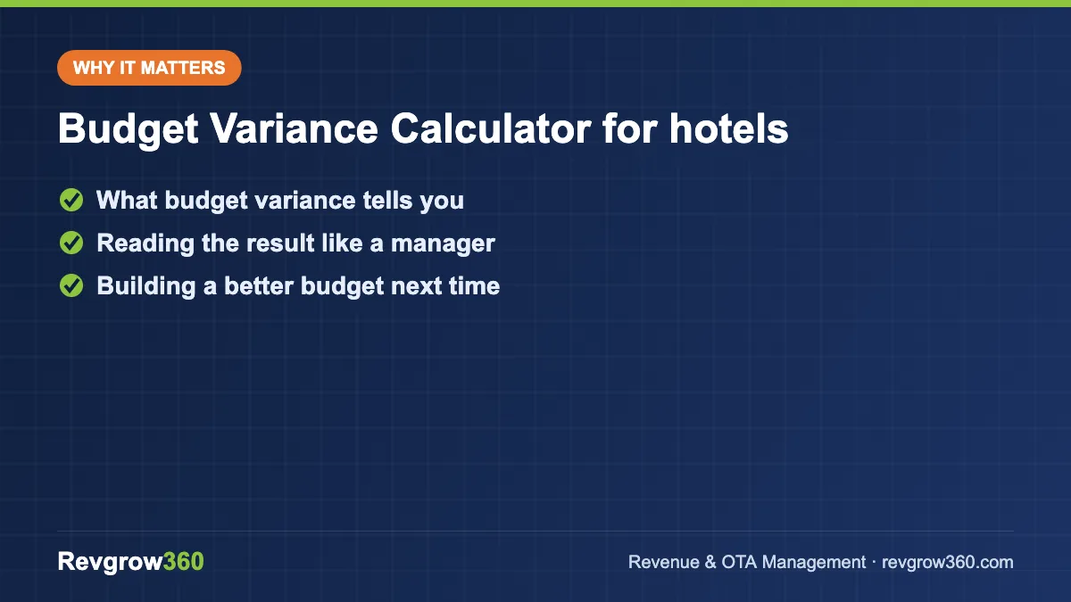 budget variance calculator tool formula budget variance calculator for hotels – key points