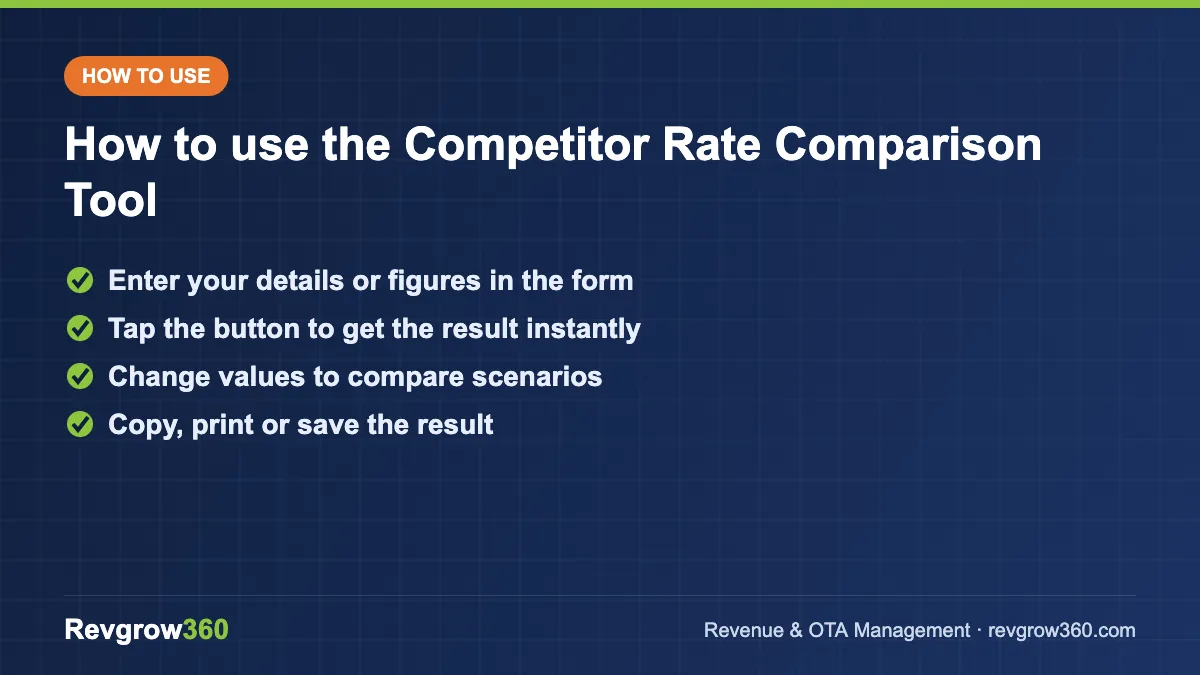 compset rate comparison tool tool steps how to use the rate comparison