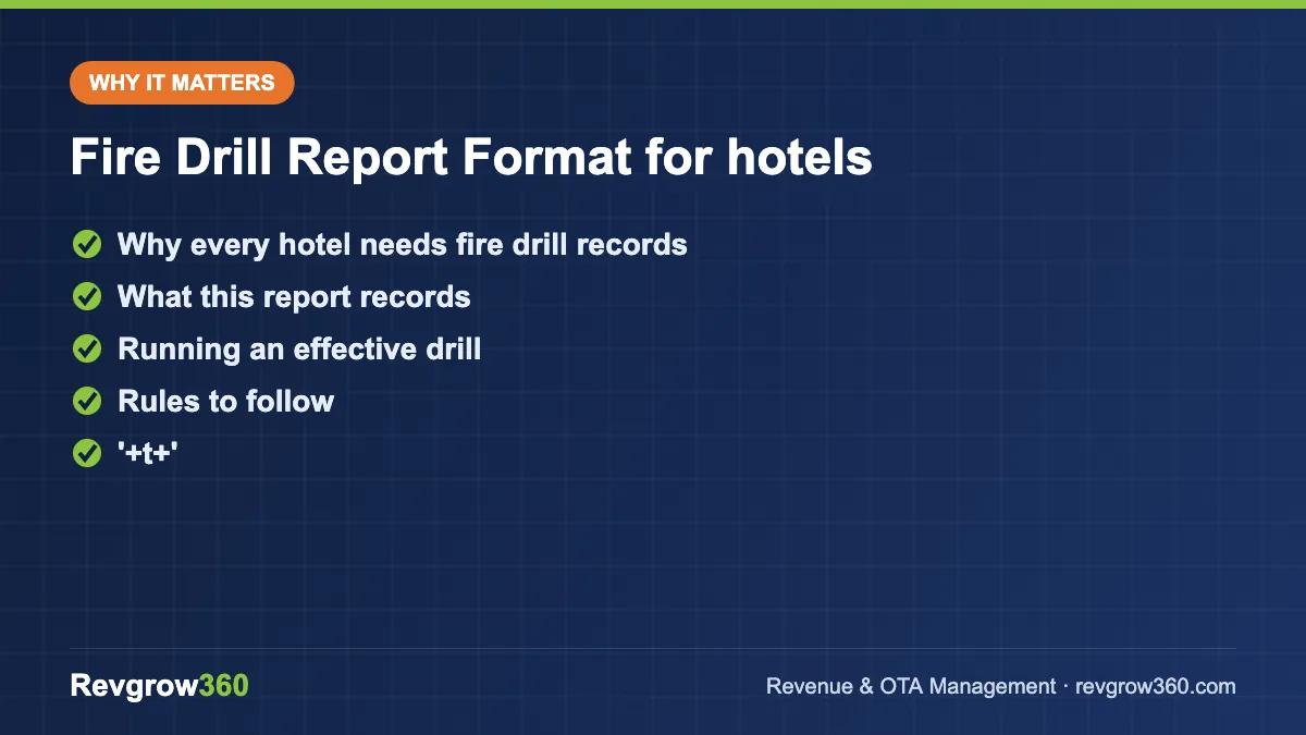 fire drill report format for hotels – key points