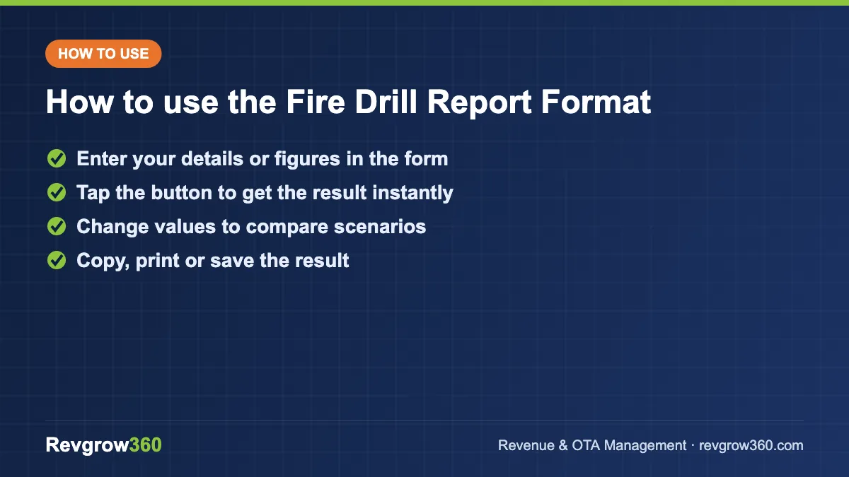 how to use the fire drill report format