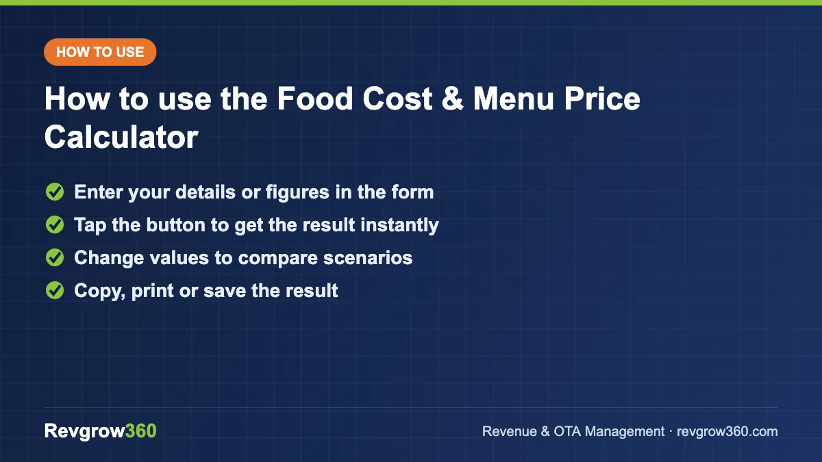 how to use the food cost calculator