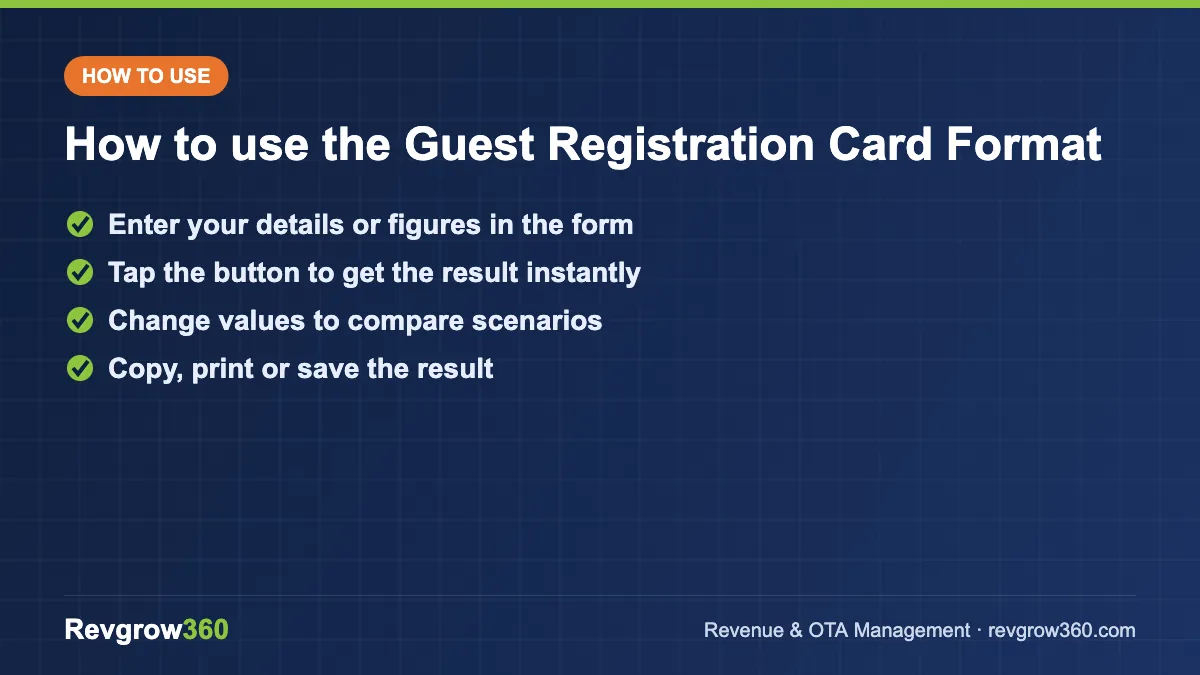 guest registration card format tool steps how to use the registration card