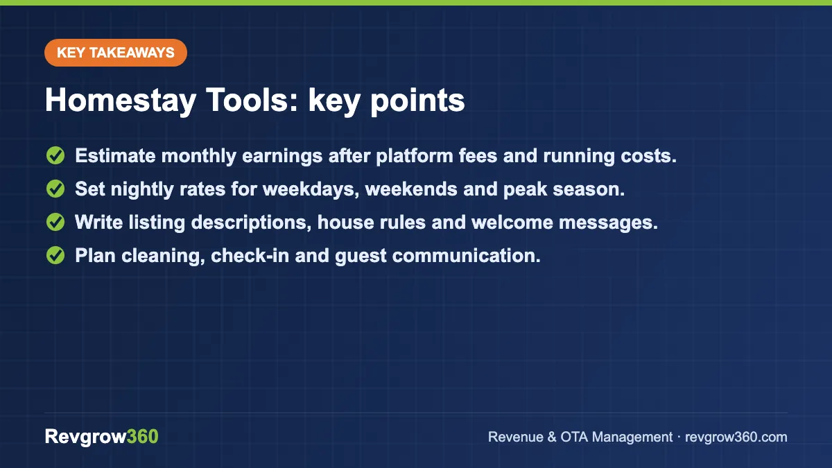 homestay airbnb tools v2 takeaways homestay tools – key takeaways
