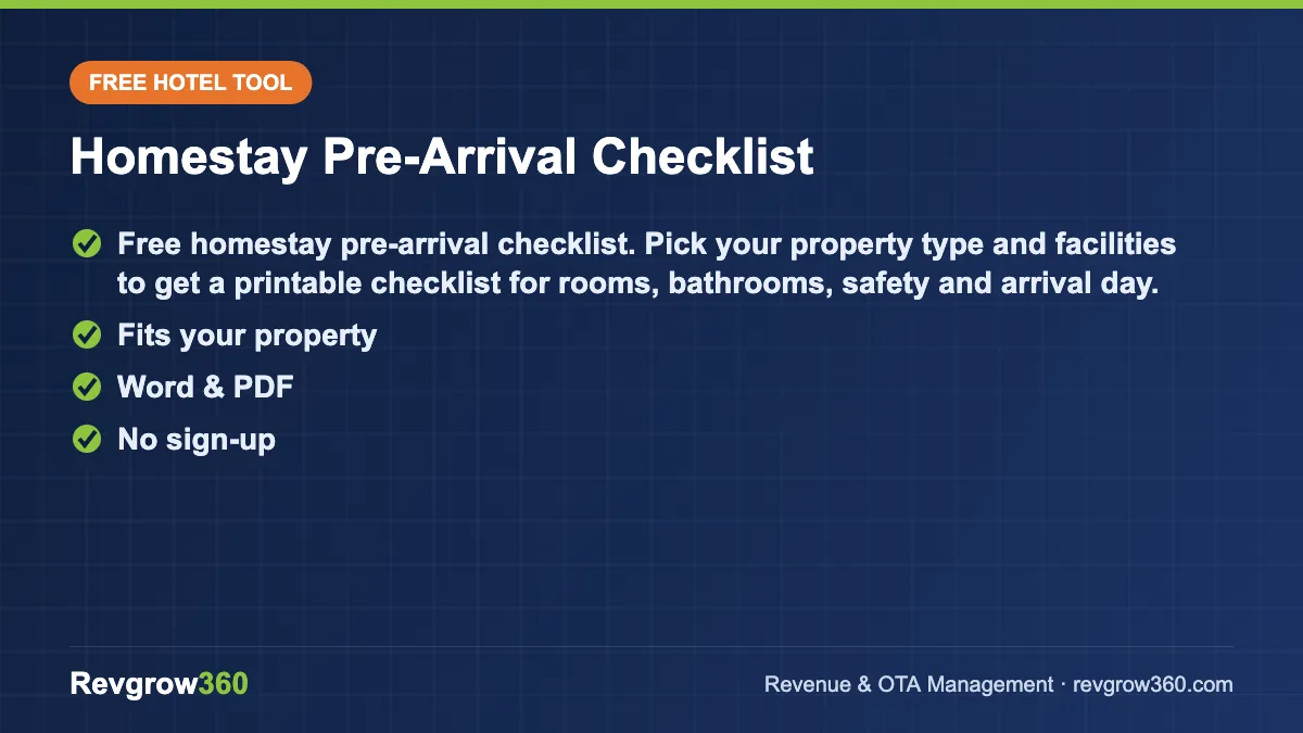homestay arrival checklist tool card pre-arrival checklist – free online tool