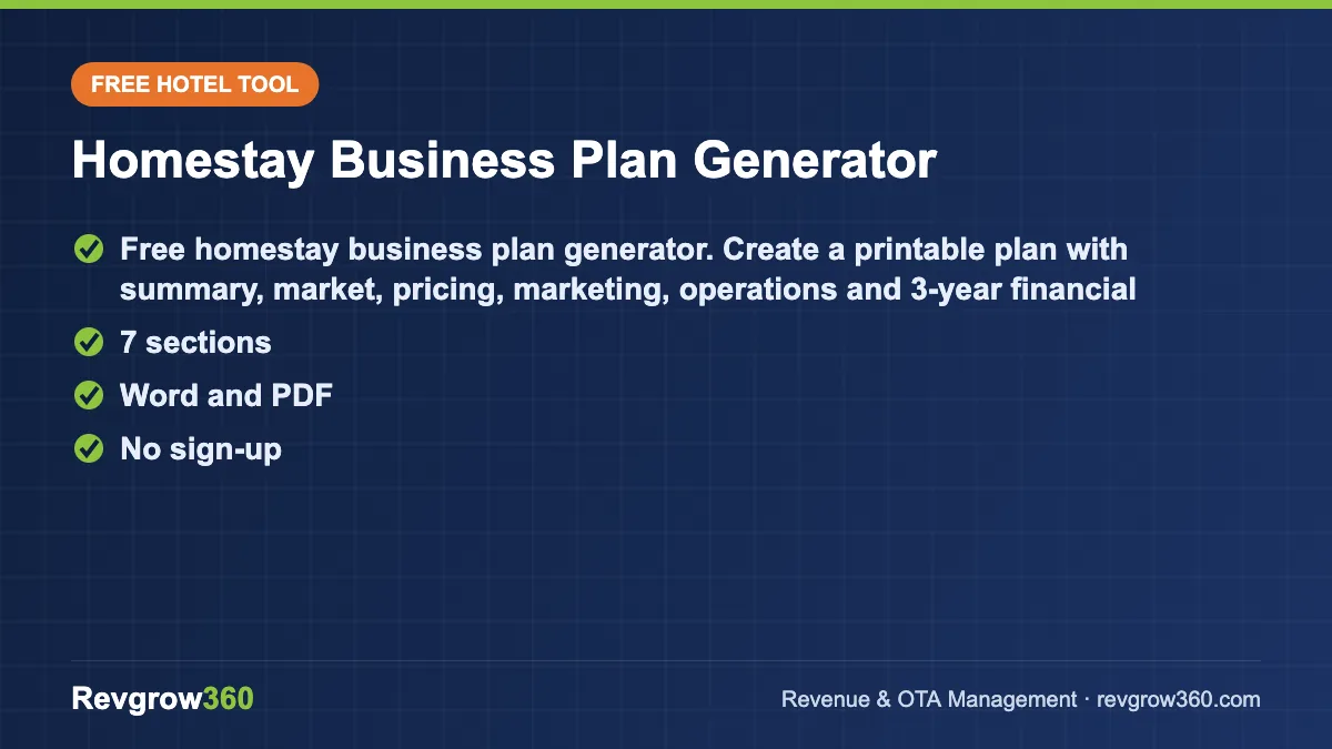 homestay business plan – free online tool