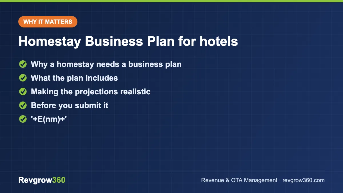 homestay business plan for hotels – key points