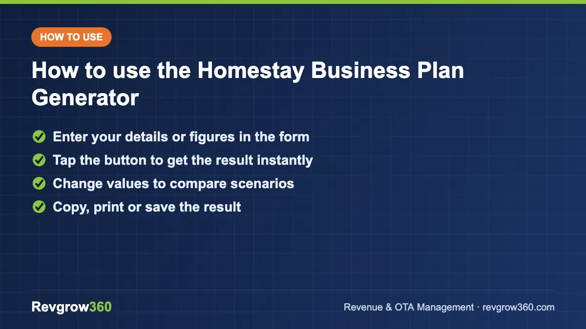 how to use the homestay business plan