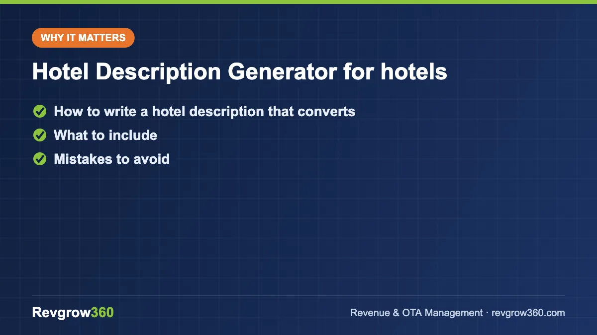 hotel description generator for hotels – key points