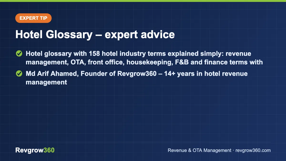 expert tip on hotel glossary