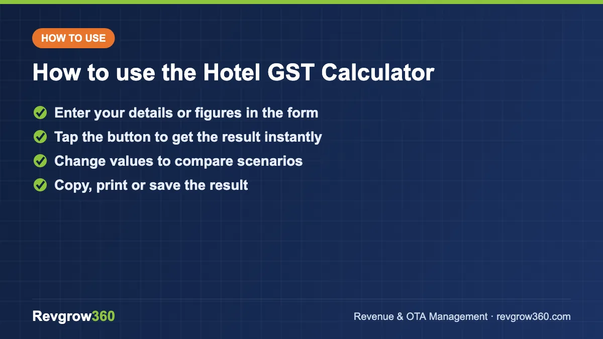 how to use the hotel gst calculator