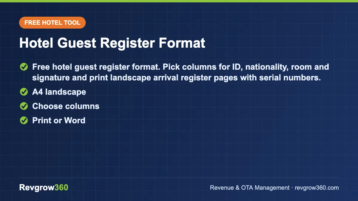 hotel guest register format tool card hotel guest register format – free online tool