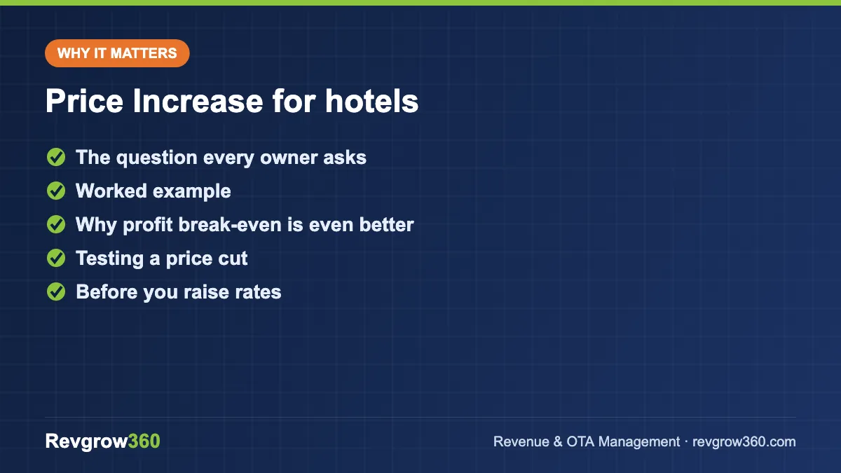 hotel price increase calculator tool formula price increase for hotels – key points