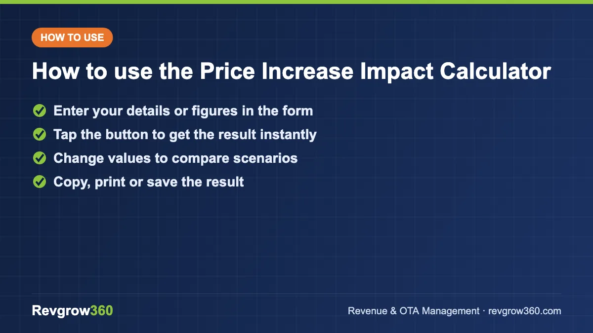 hotel price increase calculator tool steps how to use the price increase