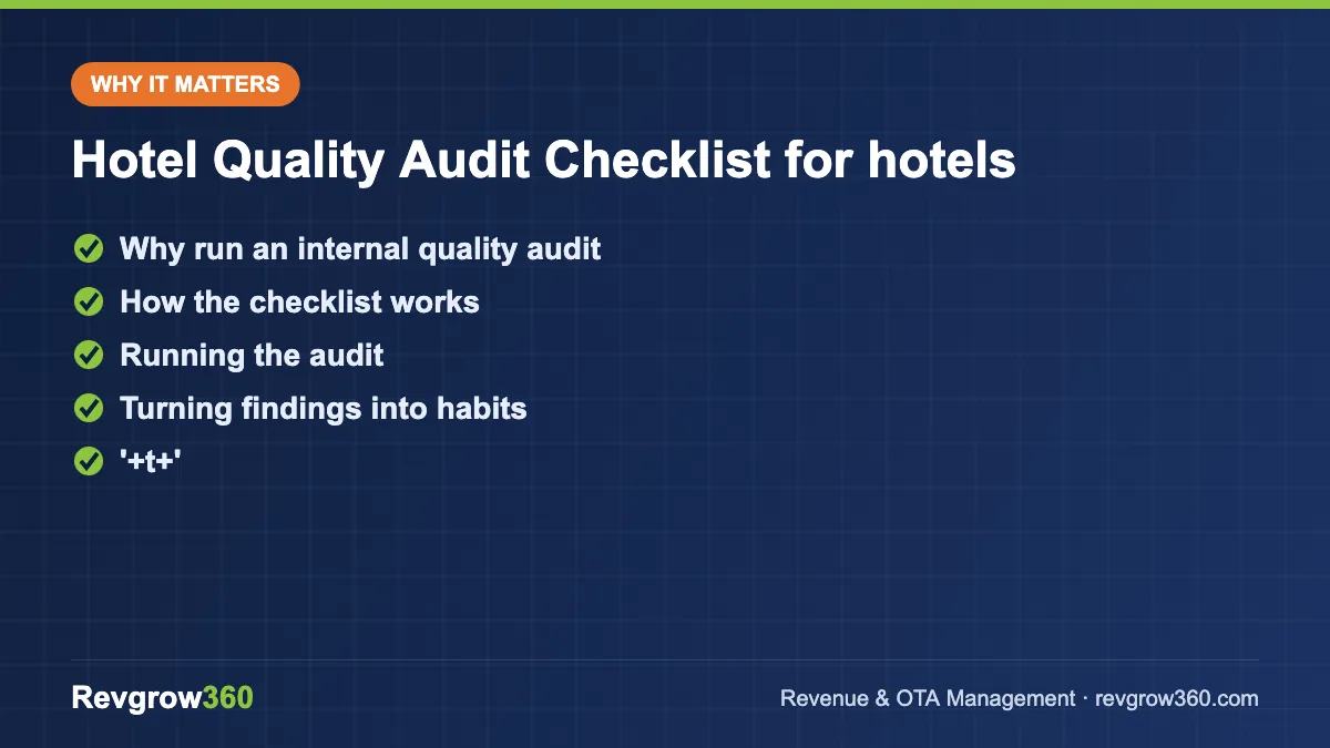 hotel quality audit checklist tool formula hotel quality audit checklist for hotels – key points