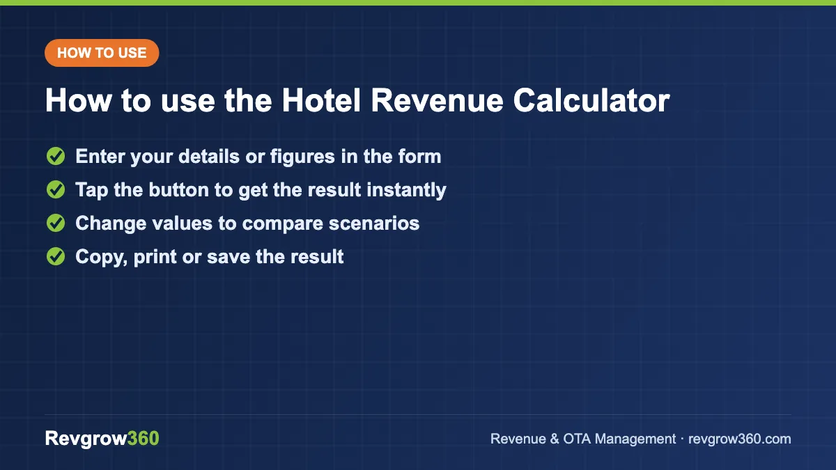 hotel revenue calculator tool steps how to use the hotel revenue