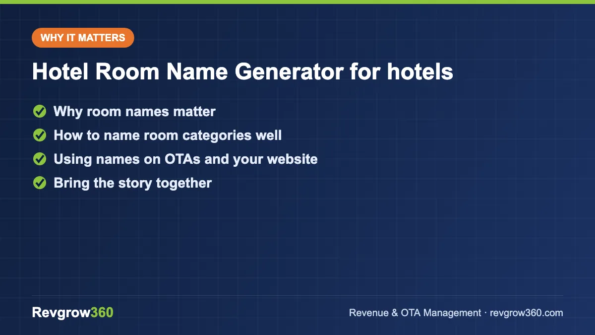 hotel room name generator for hotels – key points