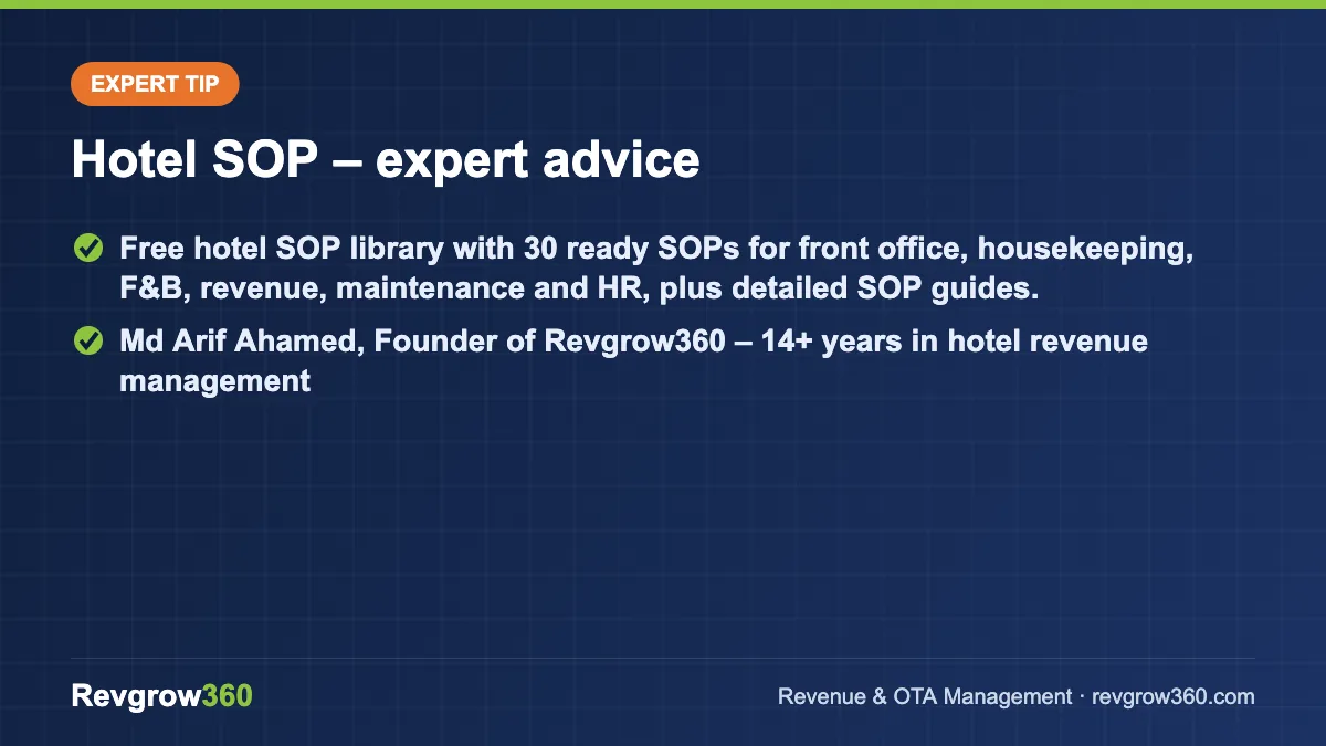 expert tip on hotel sop