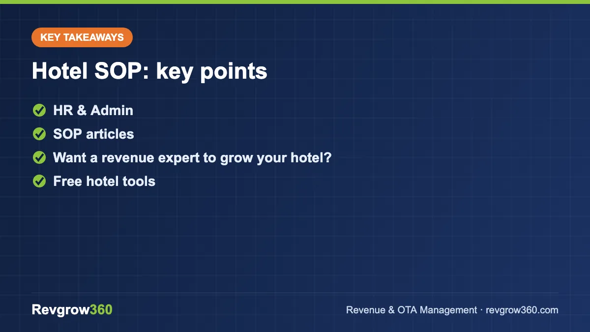 hotel sop – key takeaways