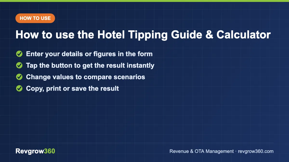 hotel tip calculator tool steps how to use the hotel tipping guide