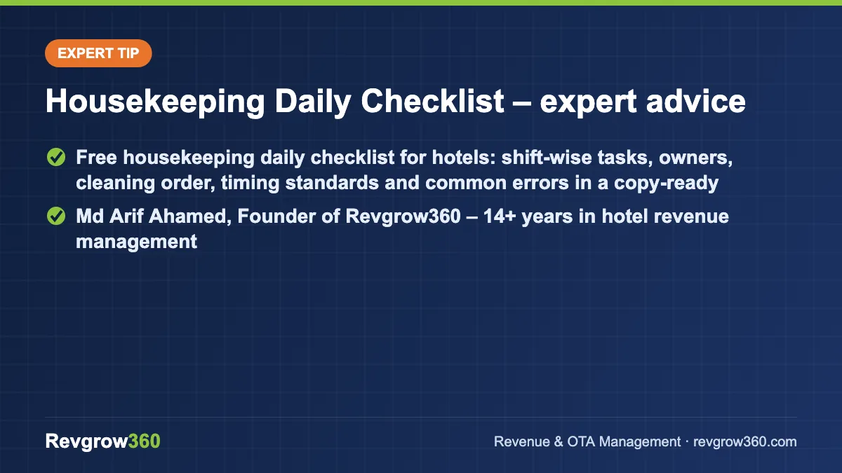 housekeeping daily checklist for hotels expert tip expert tip on housekeeping daily checklist