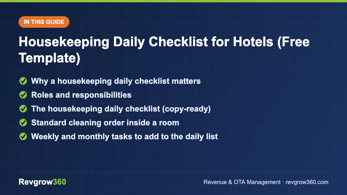 housekeeping daily checklist for hotels guide housekeeping daily checklist guide – topics covered