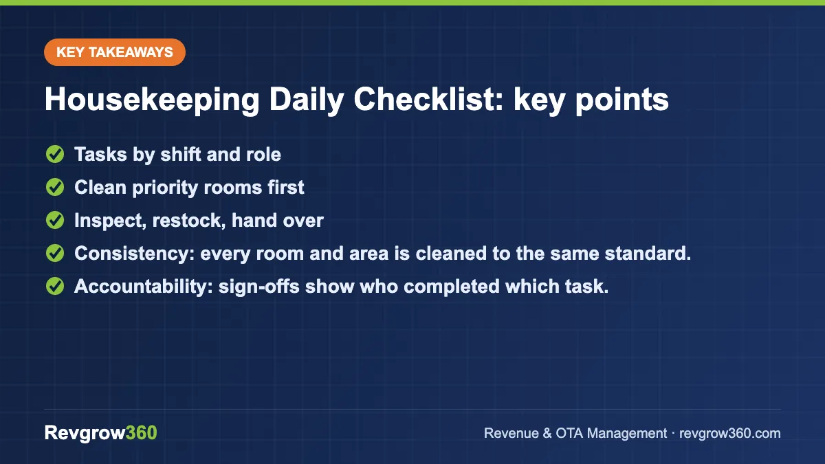 housekeeping daily checklist for hotels takeaways housekeeping daily checklist – key takeaways