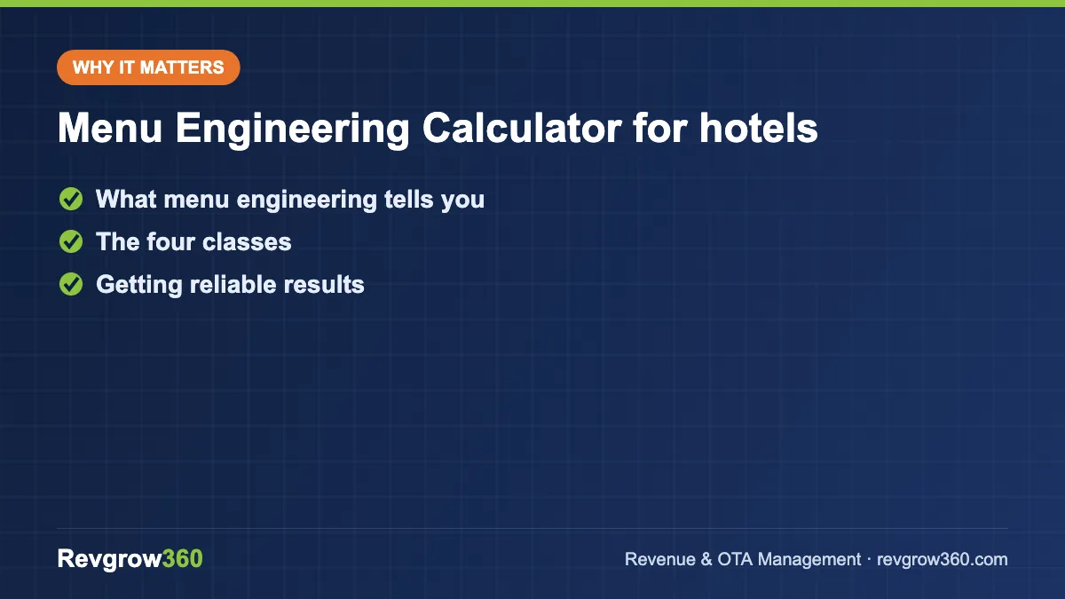 menu engineering calculator for hotels – key points