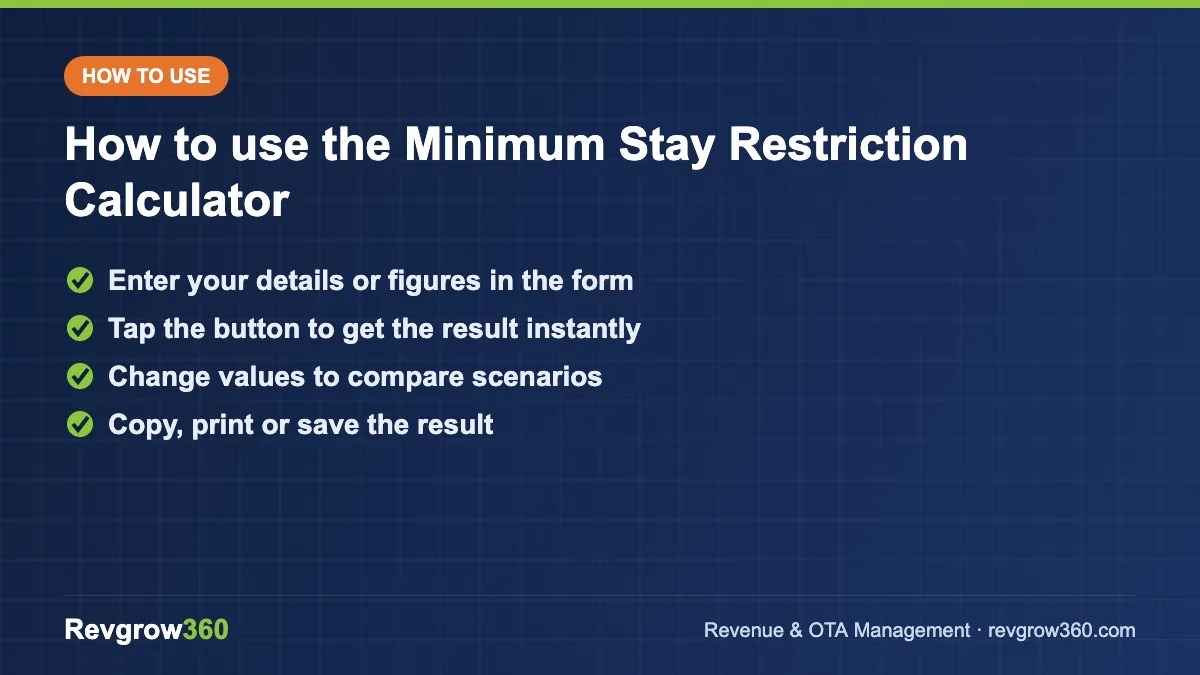 minimum stay calculator tool steps how to use the minimum stay