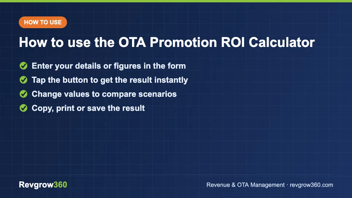 how to use the ota promotion roi