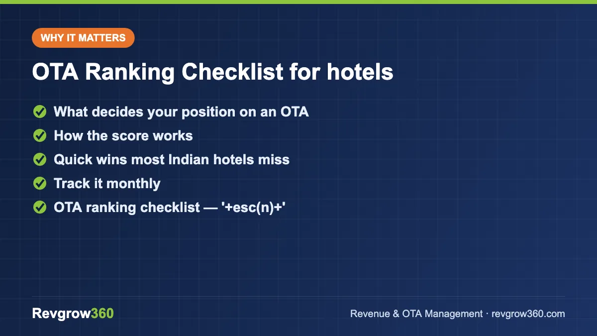 ota ranking checklist tool formula ota ranking checklist for hotels – key points