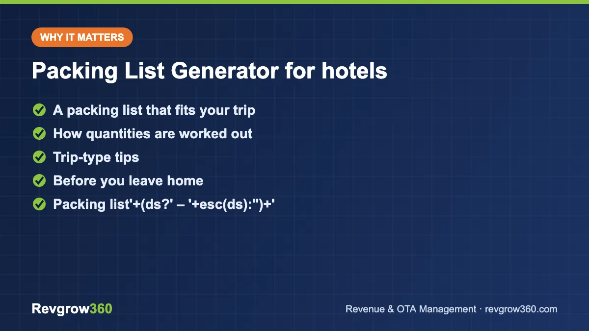 packing list generator for hotels – key points