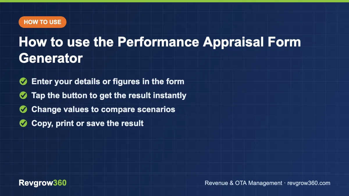 performance appraisal form generator tool steps how to use the performance appraisal form
