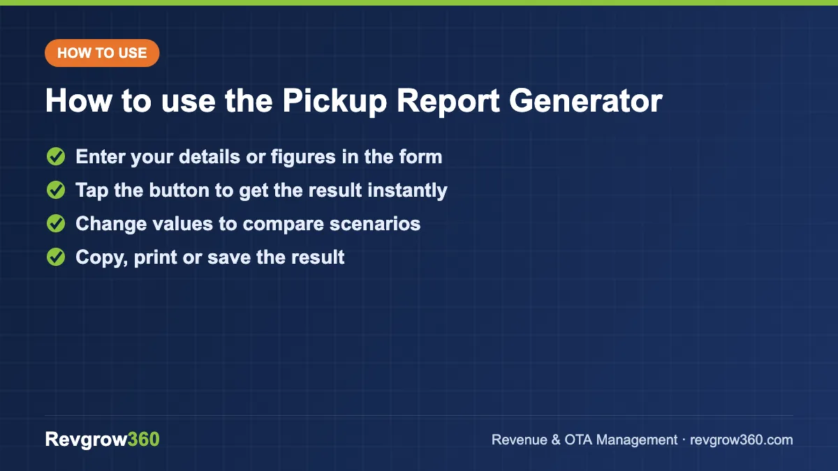 how to use the pickup report