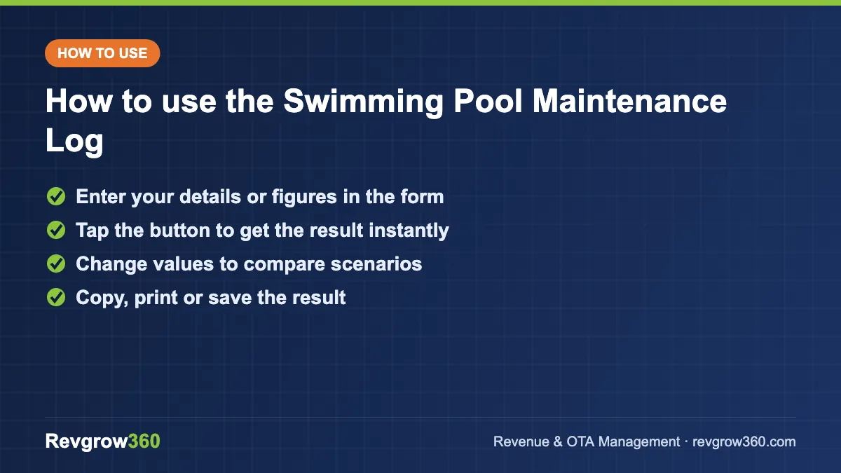 how to use the pool maintenance log