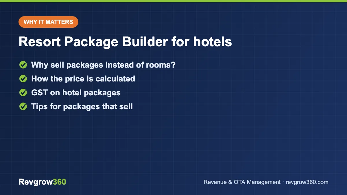 resort package builder for hotels – key points