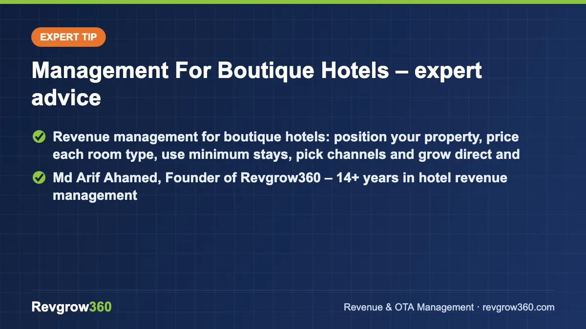 expert tip on management for boutique hotels