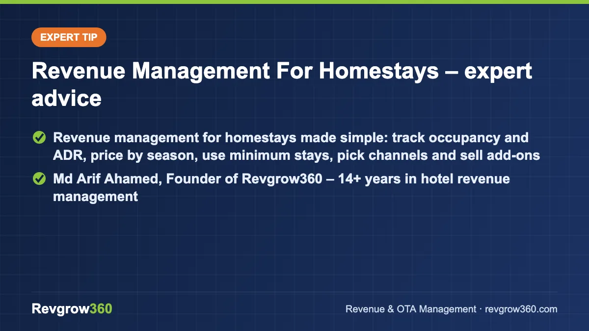 expert tip on revenue management for homestays