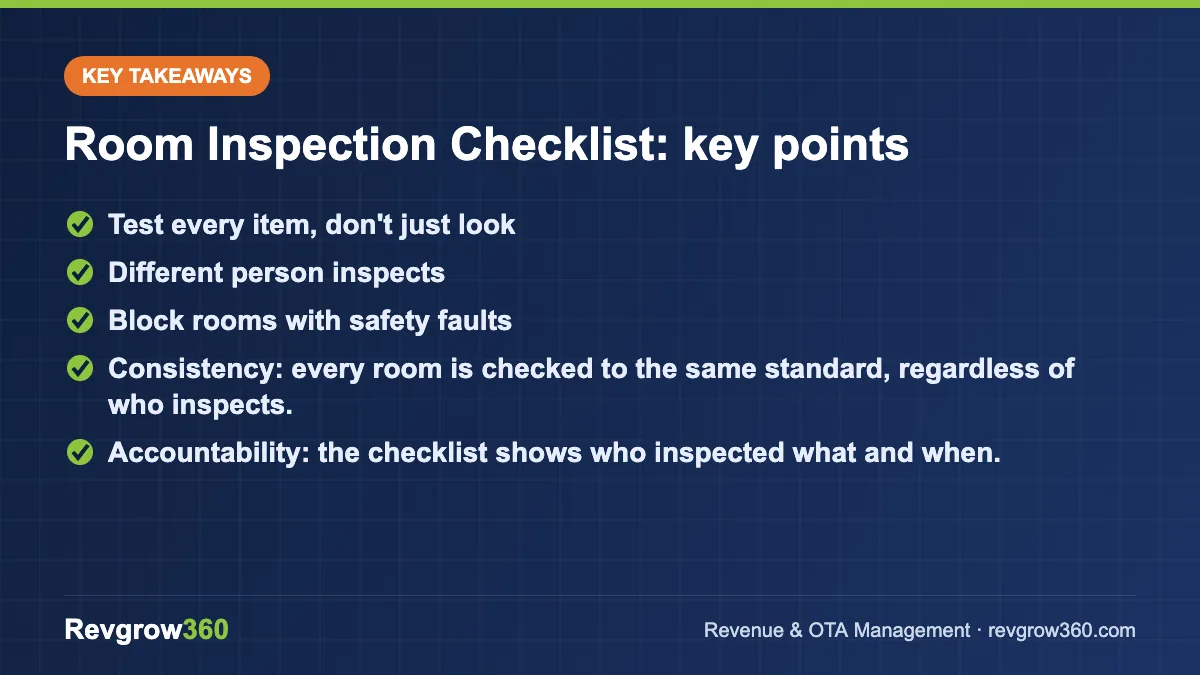 room inspection checklist – key takeaways
