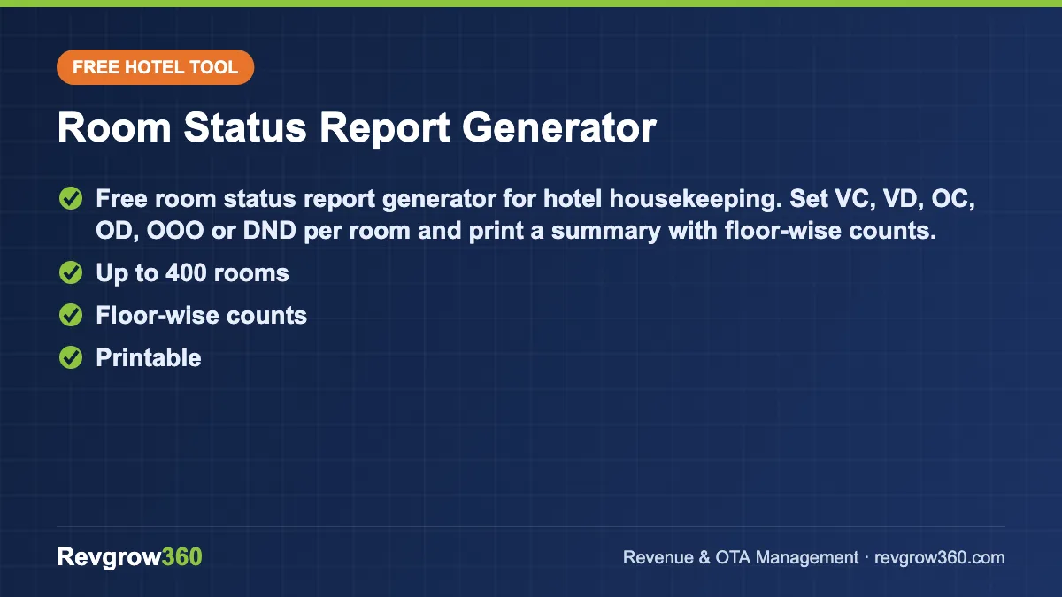 room status report generator tool card room status report – free online tool