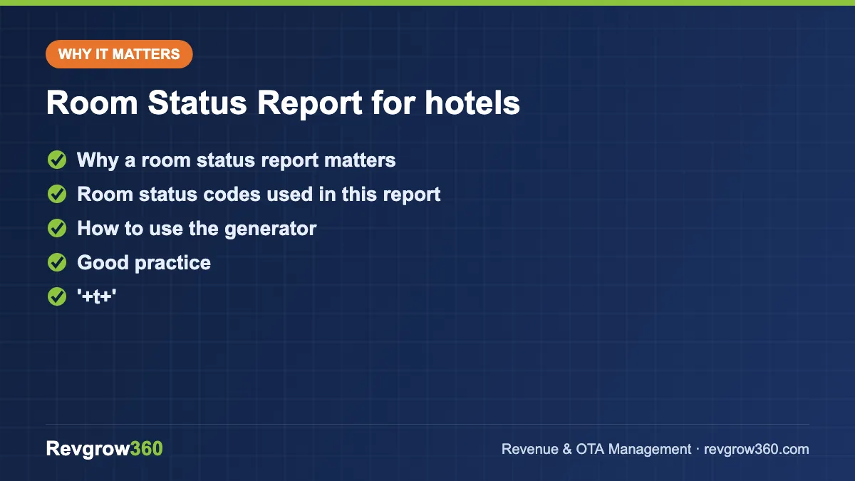 room status report generator tool formula room status report for hotels – key points
