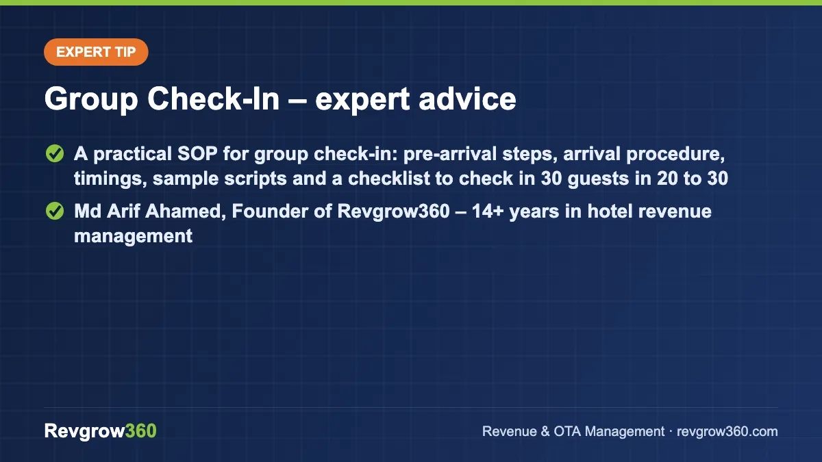 sop for group check in in hotels expert tip expert tip on group check-in