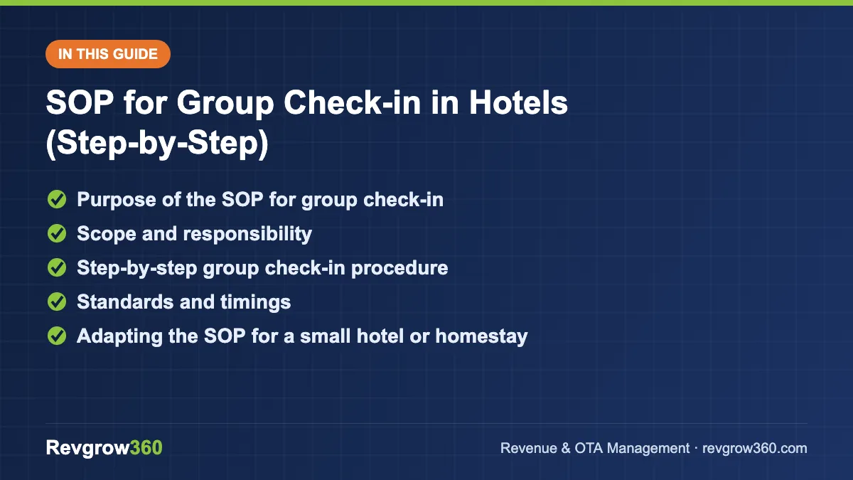 sop for group check in in hotels guide group check-in guide – topics covered
