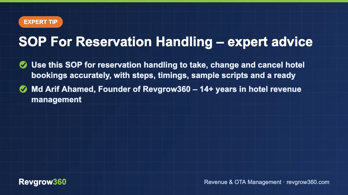 sop for reservation handling in hotels expert tip expert tip on sop for reservation handling