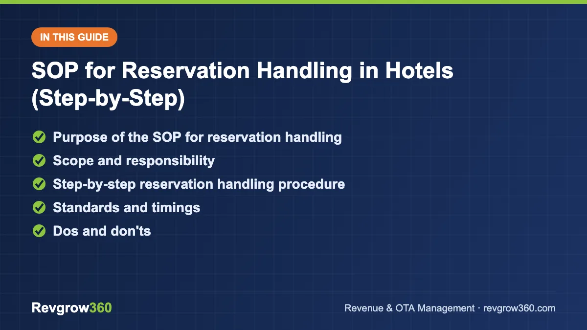 sop for reservation handling in hotels guide sop for reservation handling guide – topics covered