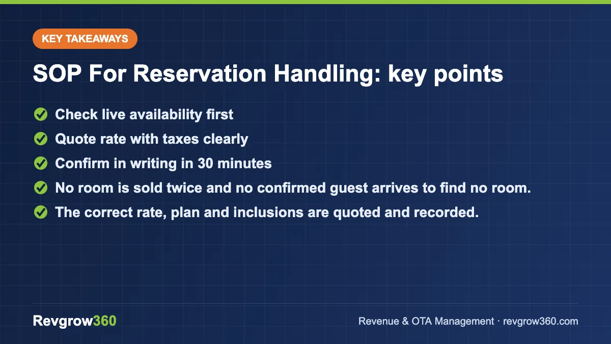 sop for reservation handling in hotels takeaways sop for reservation handling – key takeaways