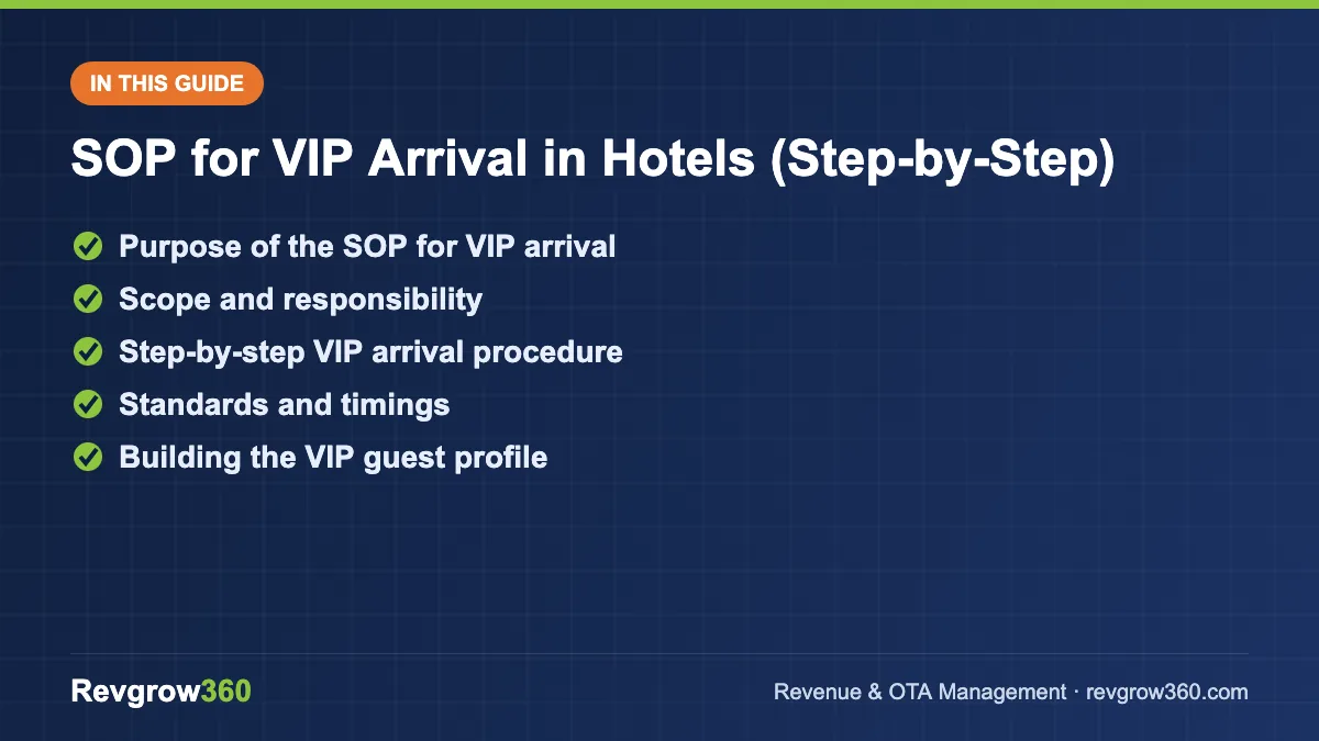 sop for vip arrival in hotels guide vip arrival guide – topics covered