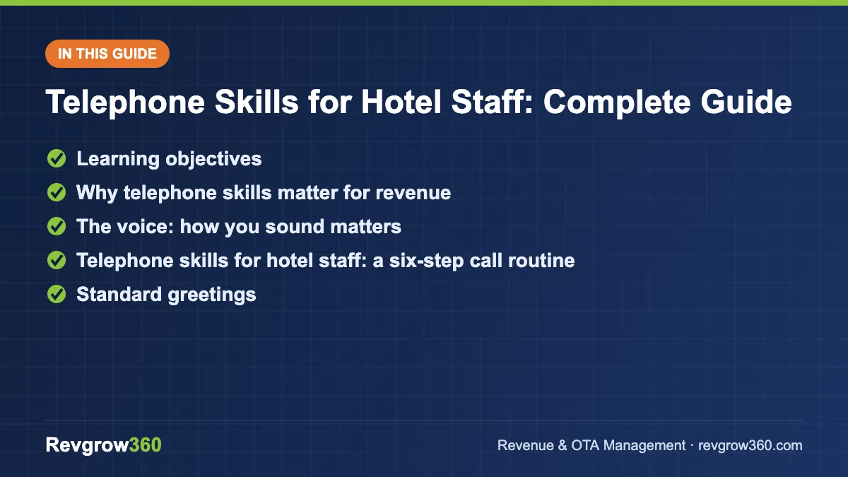 hotel staff guide – topics covered