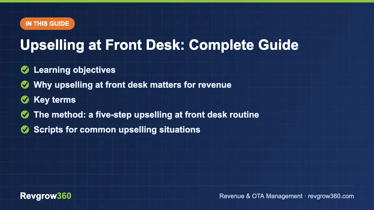 upselling at front desk guide upselling at front desk guide – topics covered