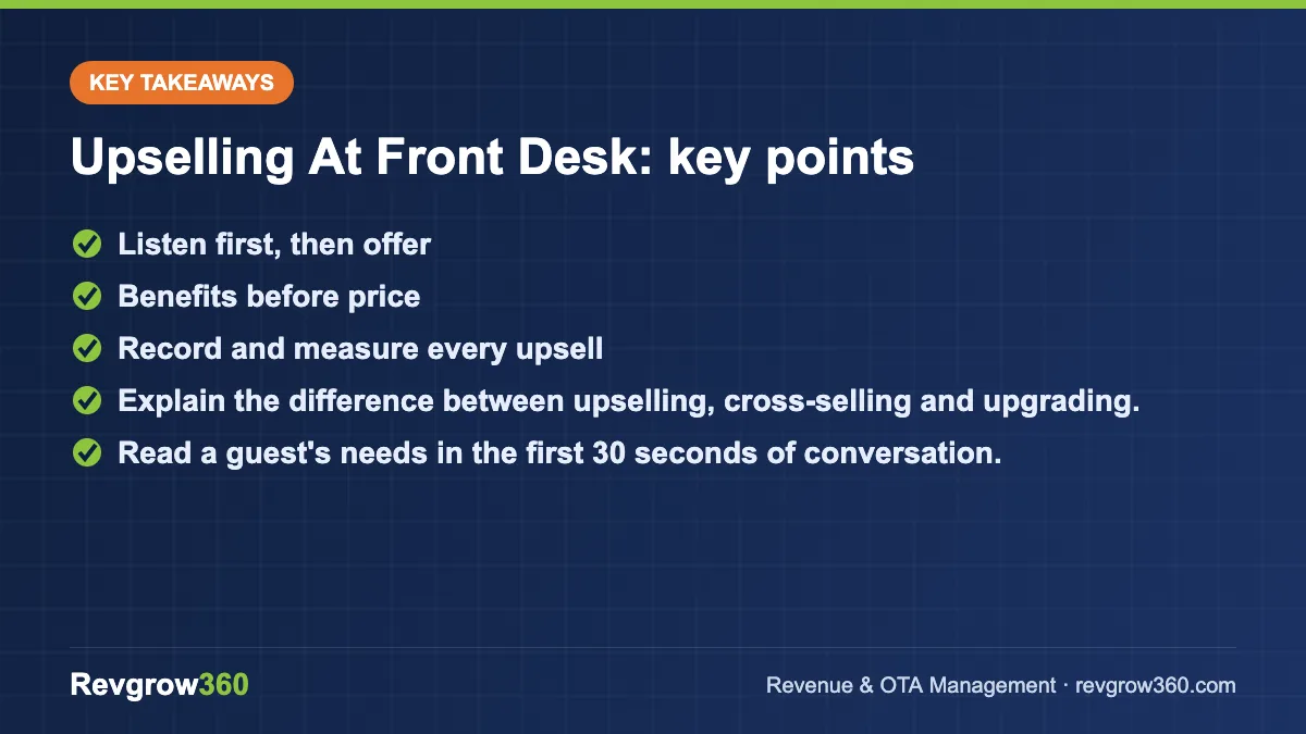 upselling at front desk takeaways upselling at front desk – key takeaways